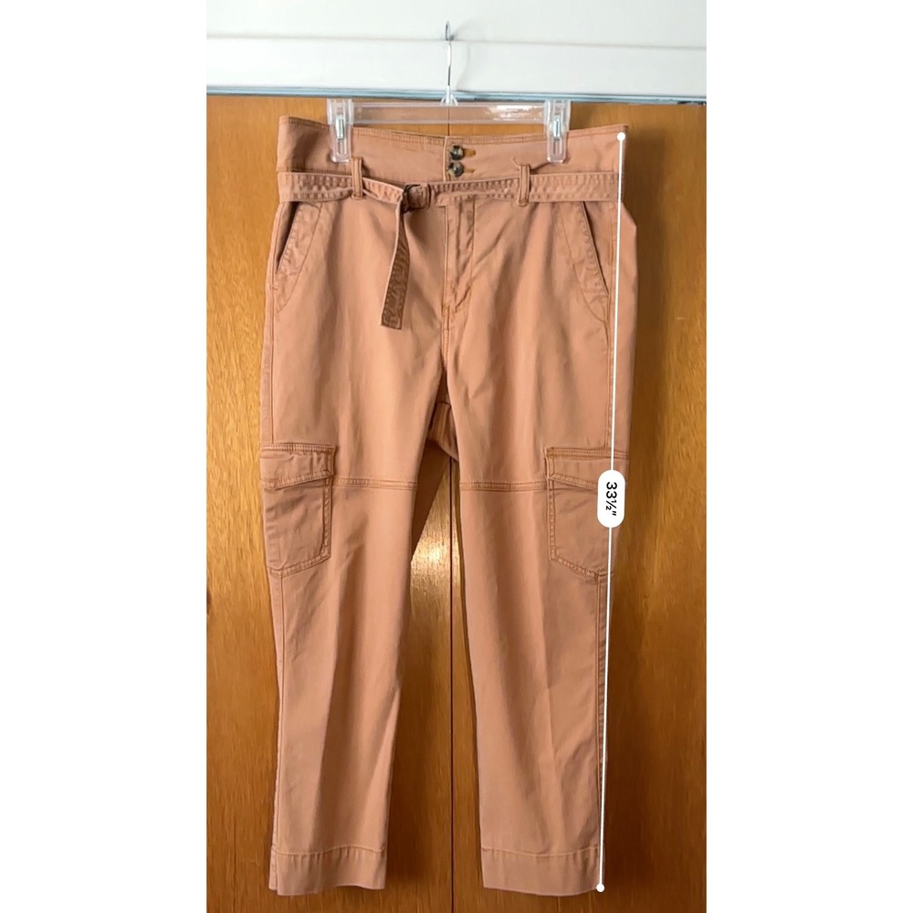 Cabi Womens Cargo Utility Cropped Pants 6 Belted Waist Fashion Modern Terracotta - Picture 7 of 11